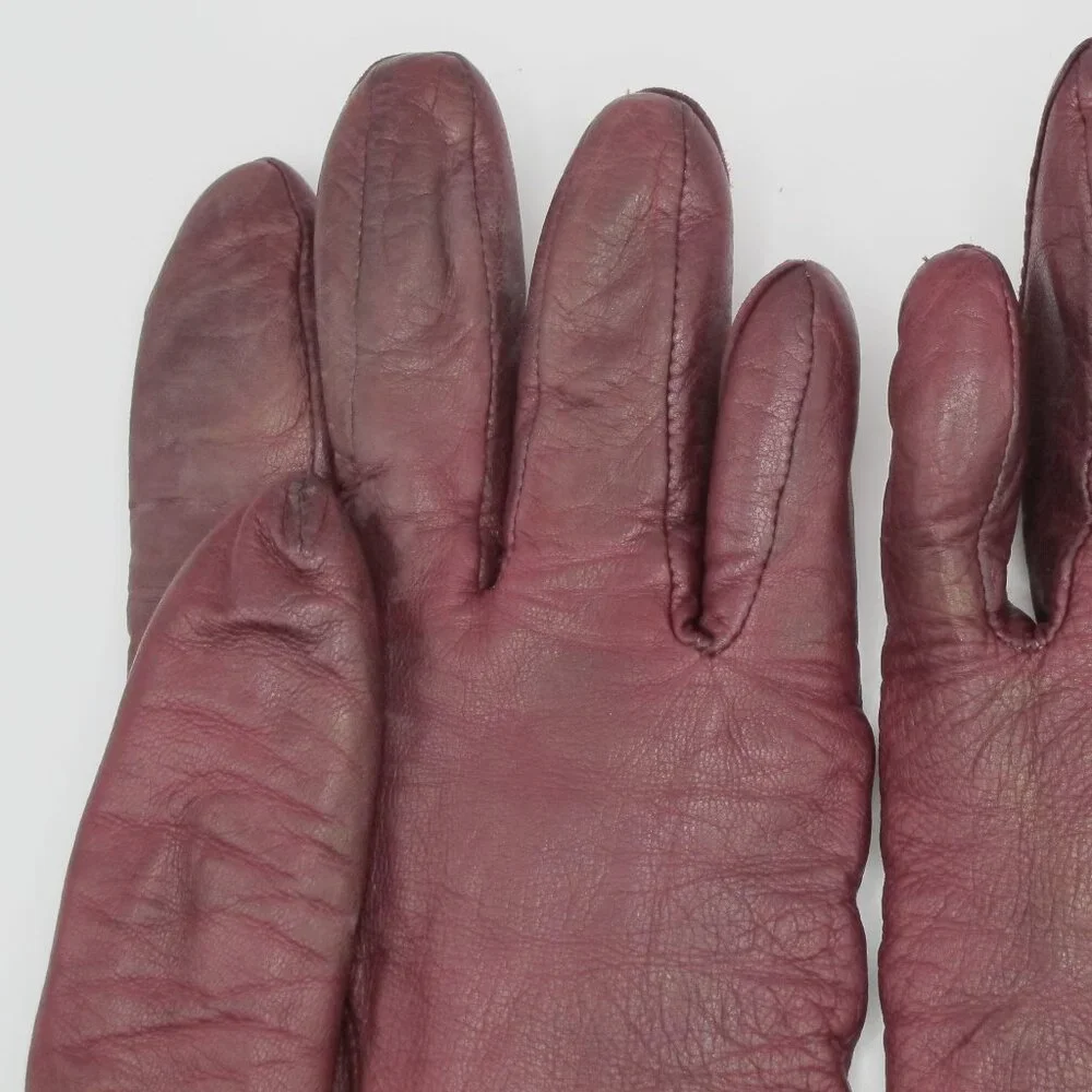 Grandoe cranberry ladies leather gloves with cashmere lining 7.5